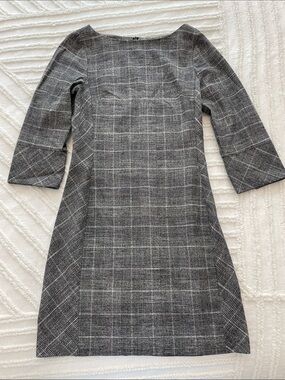 H&M Gray Plaid Long-Sleeve Sheath Dress